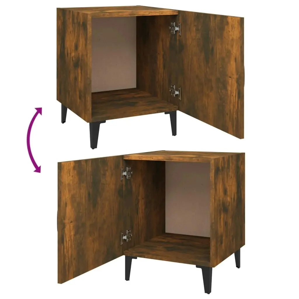 Bedside Cabinets 2 pcs Smoked Oak Engineered Wood 817316