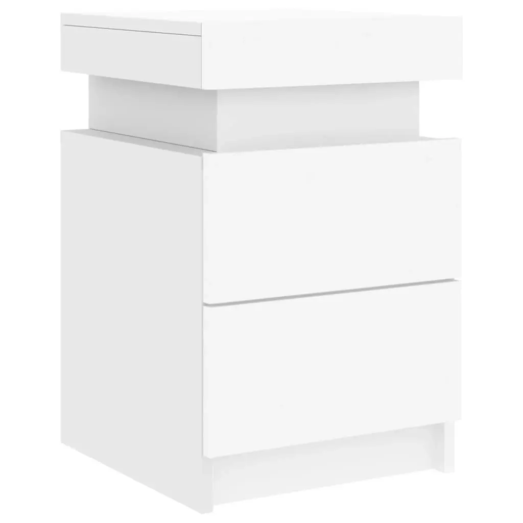 Bedside Cabinets with LED Lights 2 pcs White 35x39x55 cm 836750