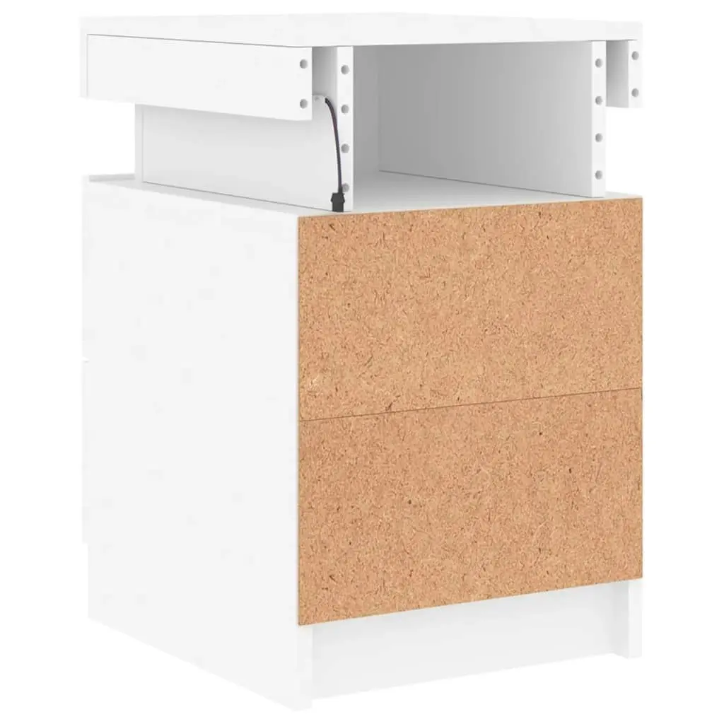 Bedside Cabinets with LED Lights 2 pcs White 35x39x55 cm 836750