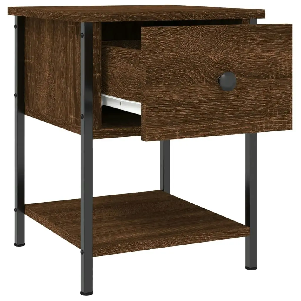 Bedside Table Brown Oak 34x35.5x45 cm Engineered Wood 825861