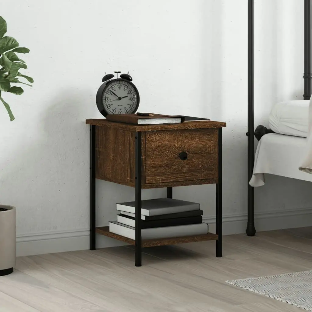 Bedside Table Brown Oak 34x35.5x45 cm Engineered Wood 825861