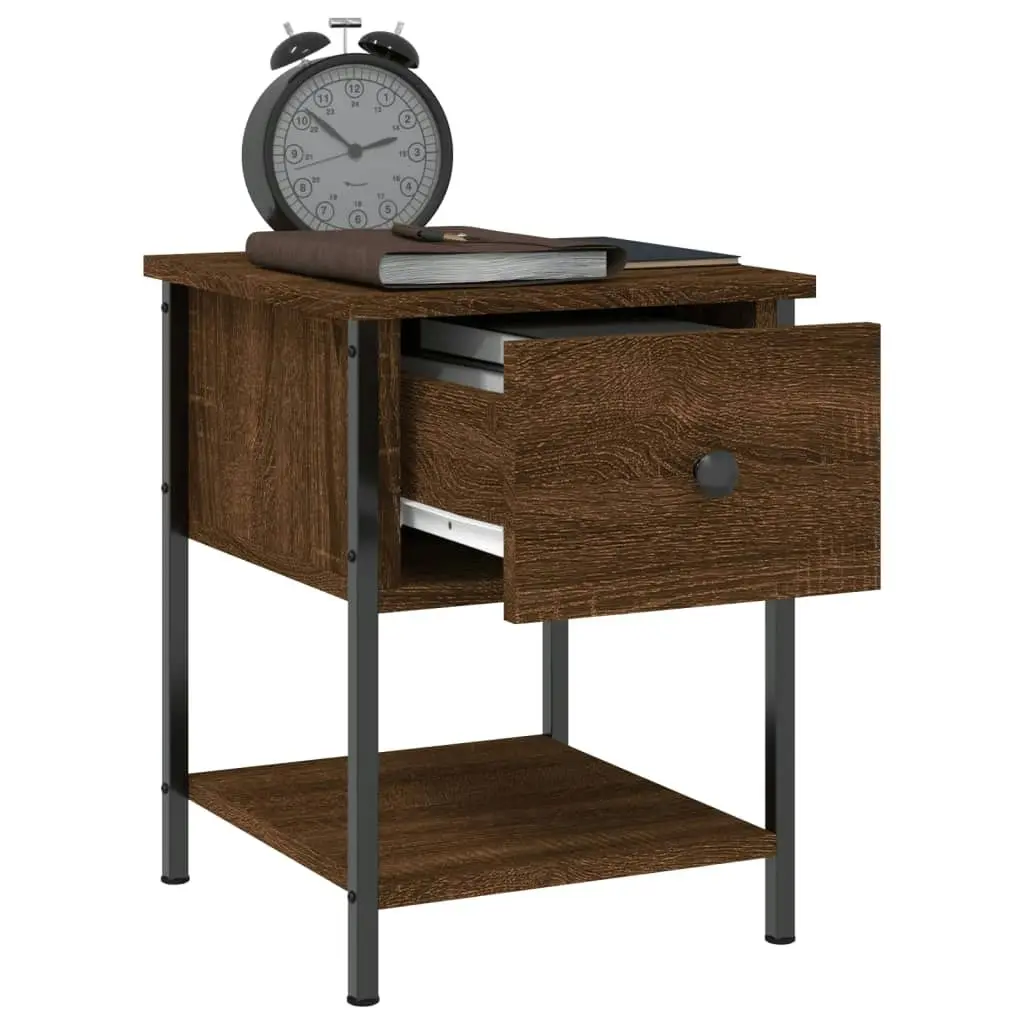 Bedside Table Brown Oak 34x35.5x45 cm Engineered Wood 825861