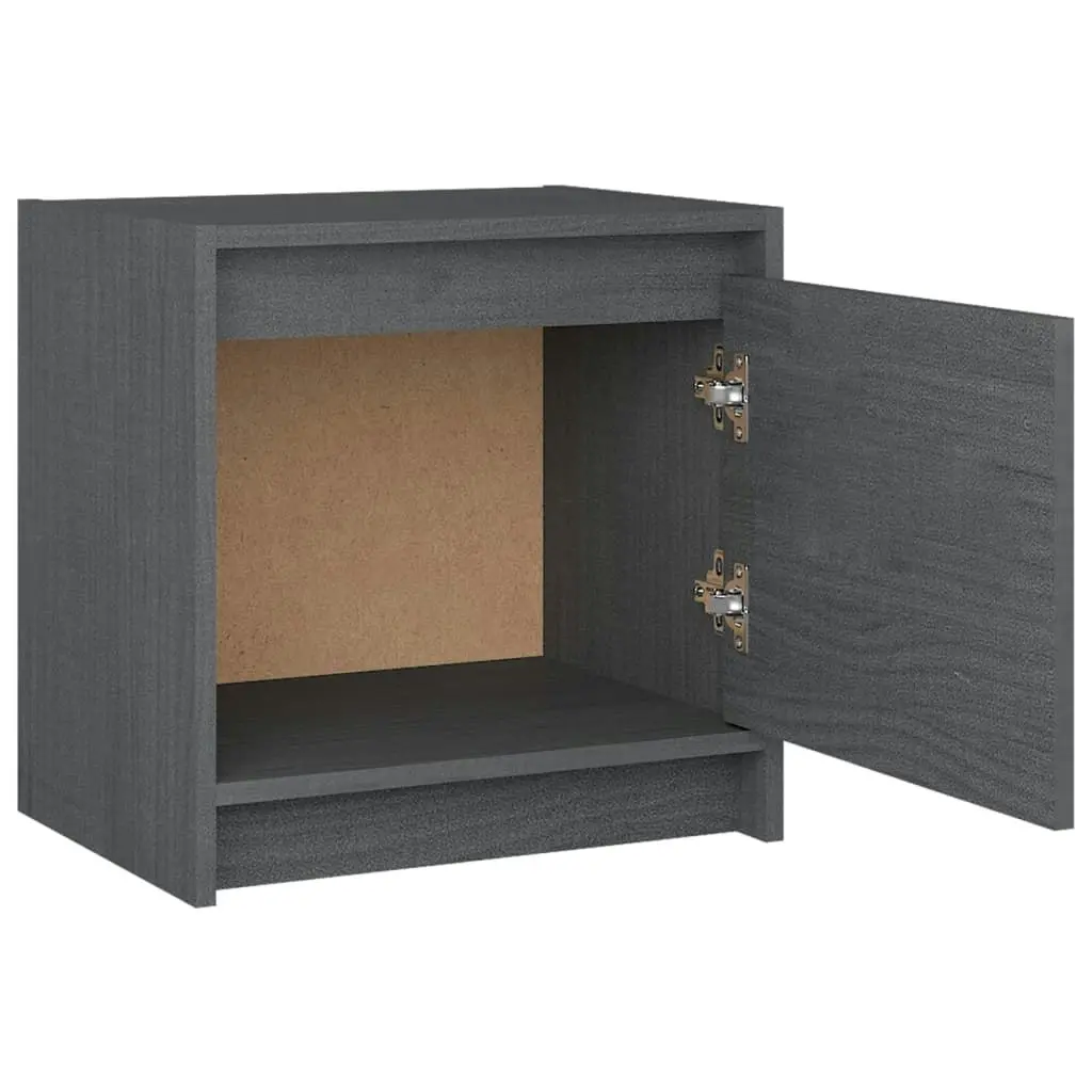 Bedside Cabinets 2 pcs Grey 40x30.5x40 cm Solid Pinewood 808118