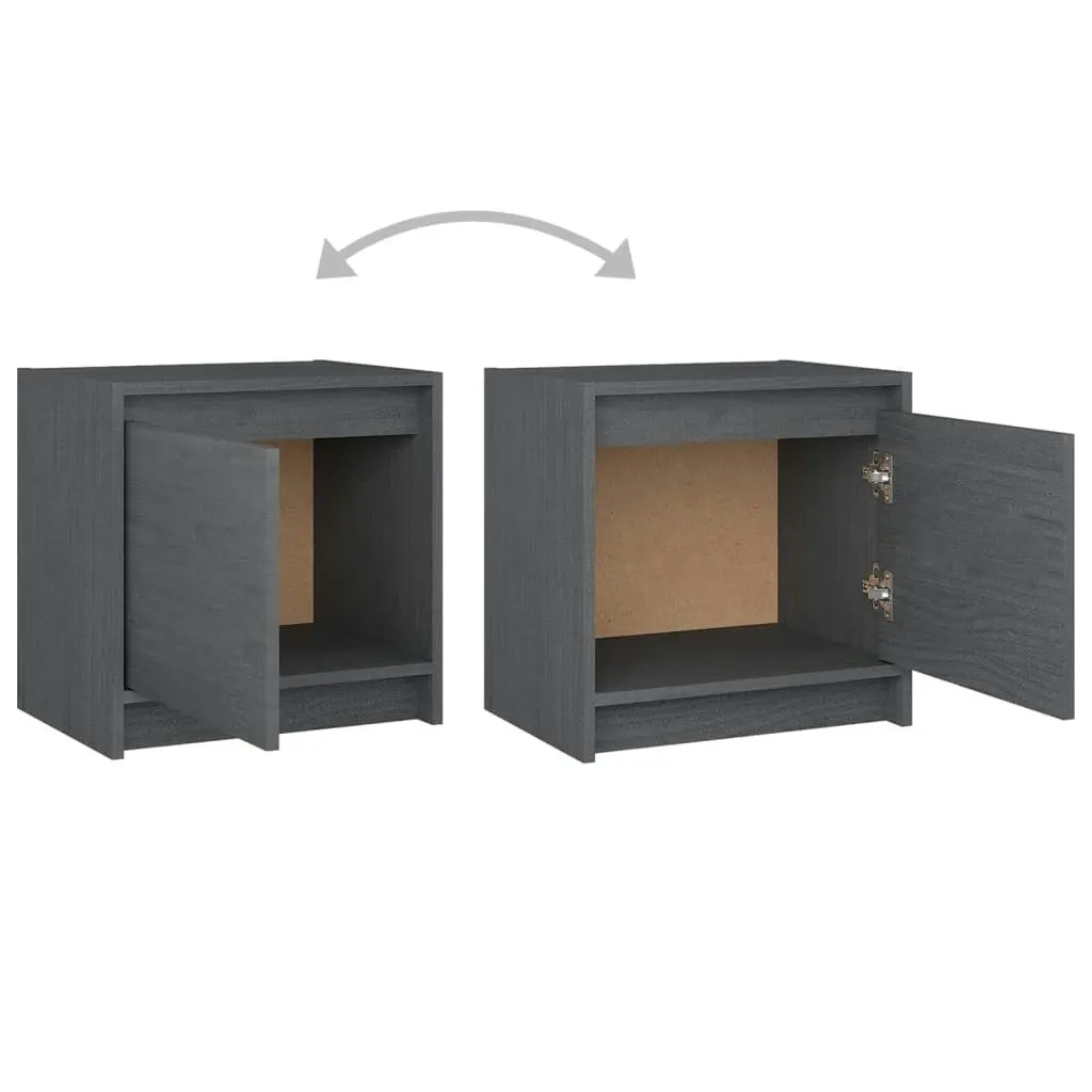 Bedside Cabinets 2 pcs Grey 40x30.5x40 cm Solid Pinewood 808118