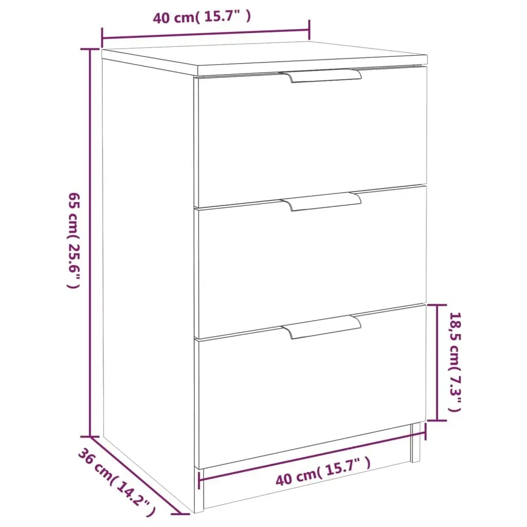 Bedside Cabinets 2 pcs High Gloss White 40x36x65 cm 811281