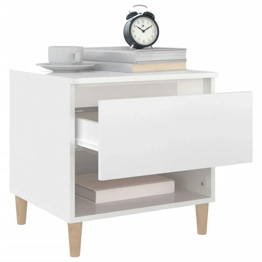 Bedside Tables 2 pcs High Gloss White 50x46x50 cm Engineered Wood 819537