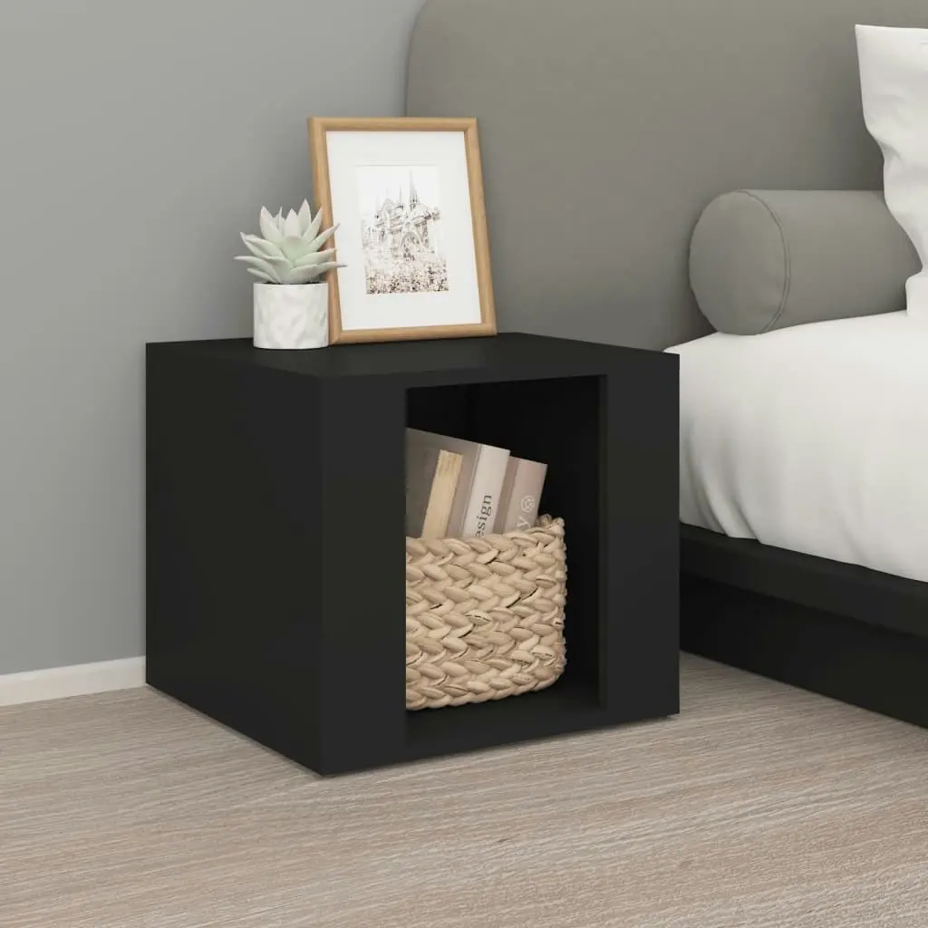 Bedside Table Black 41x40x36 cm Engineered Wood 816545