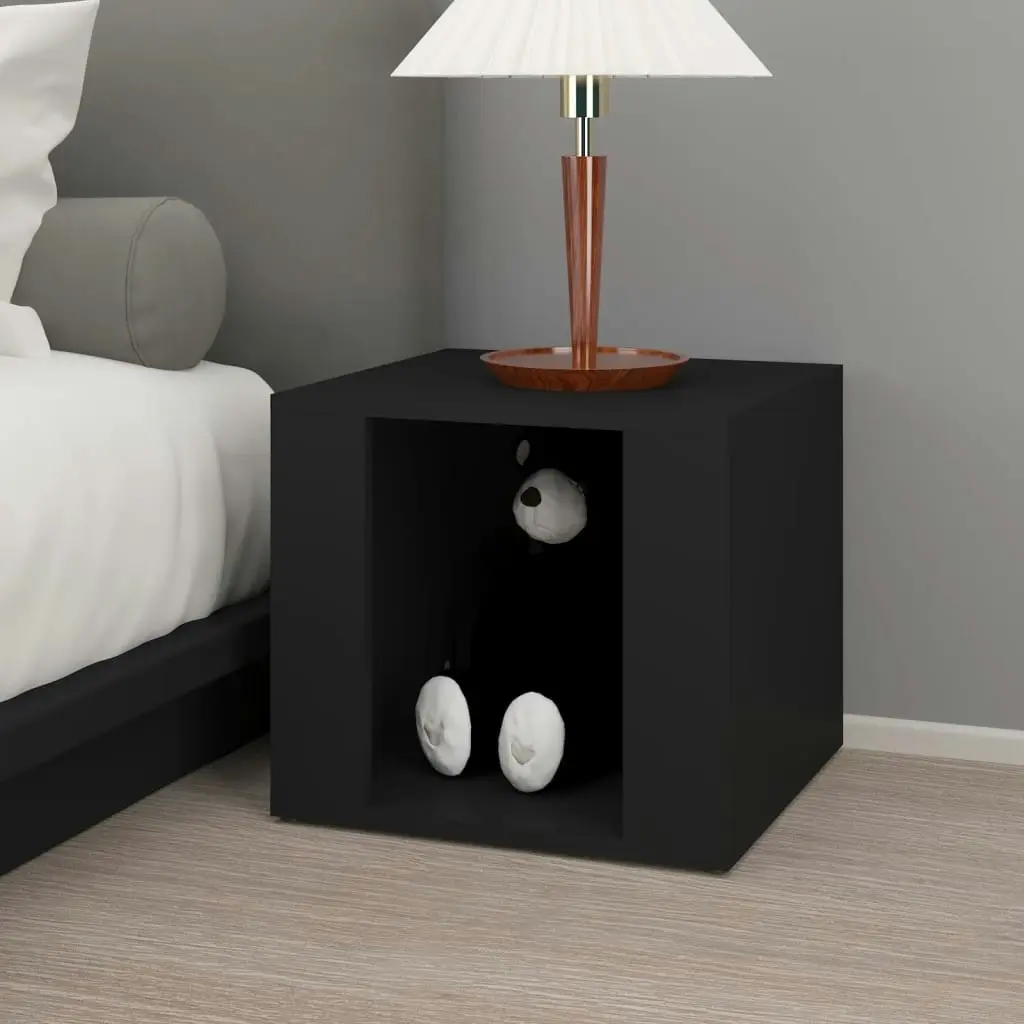 Bedside Table Black 41x40x36 cm Engineered Wood 816545