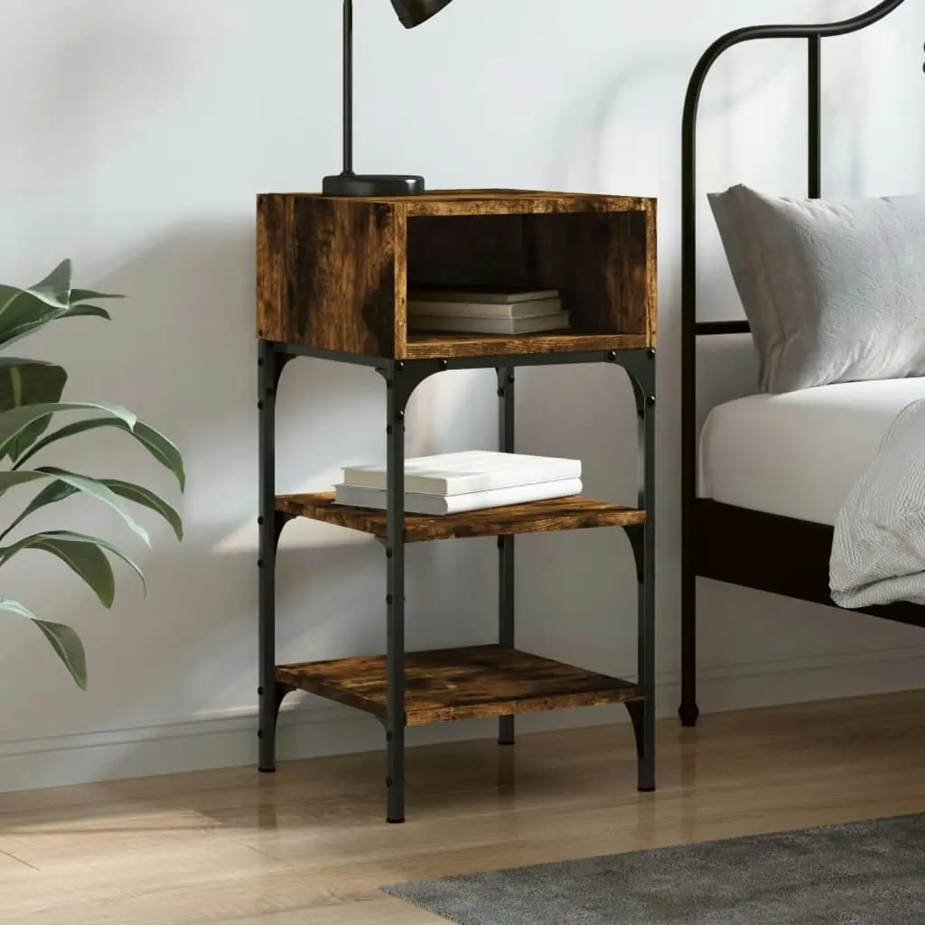 Bedside Table Smoked Oak 35x34.5x70 cm Engineered Wood 825887