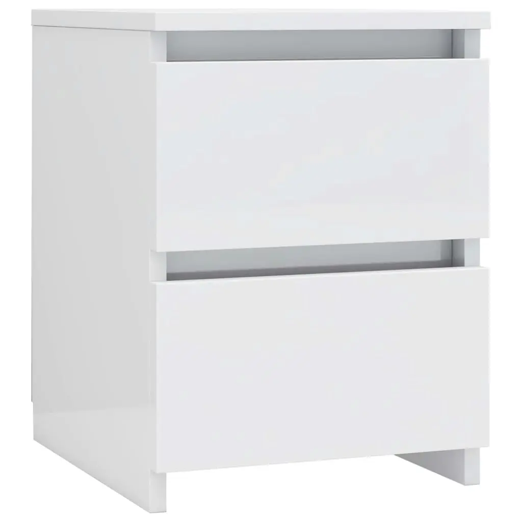 Bedside Cabinets 2 pcs High Gloss White 30x30x40 cm Engineered Wood 800526