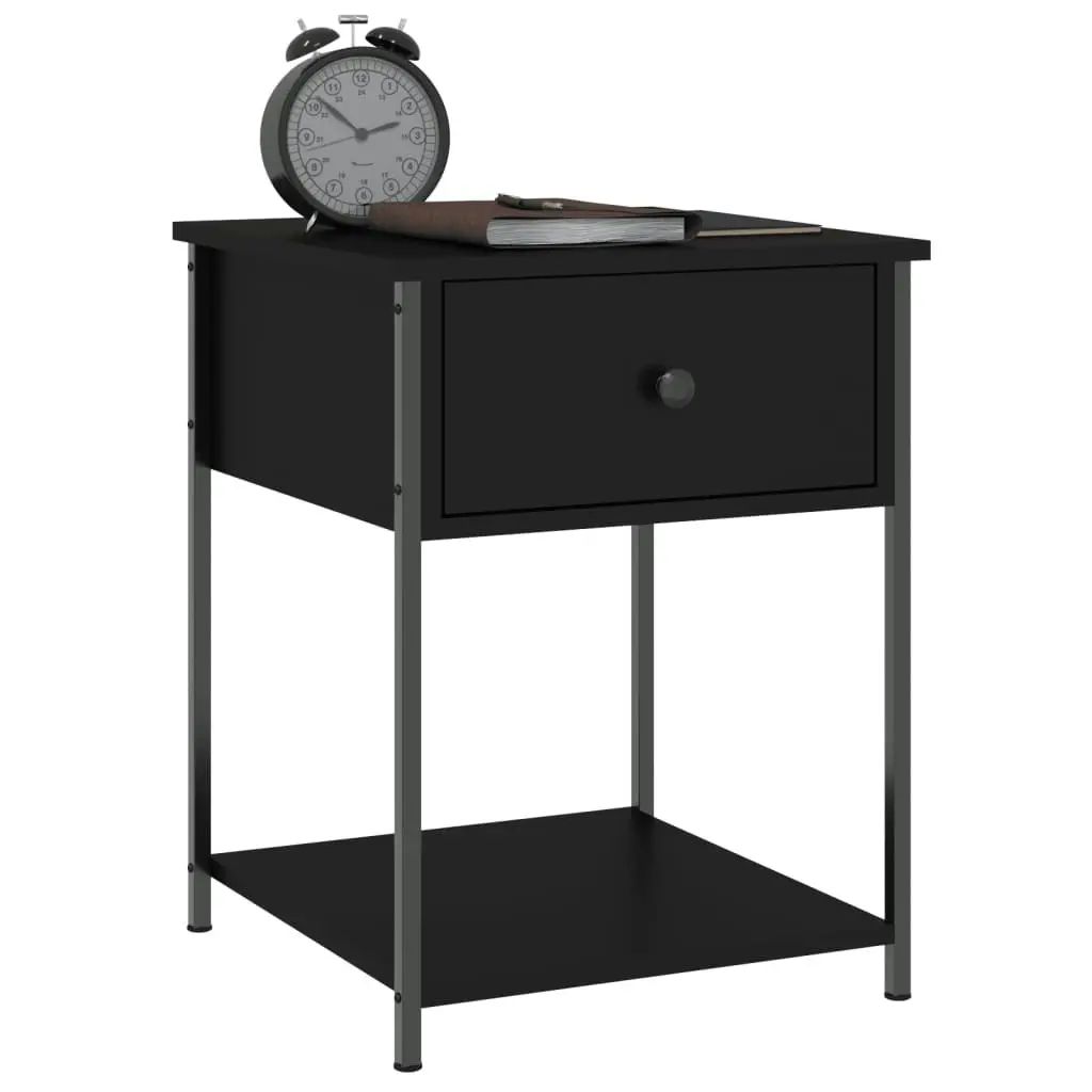 Bedside Table Black 44x45x58 cm Engineered Wood 825843