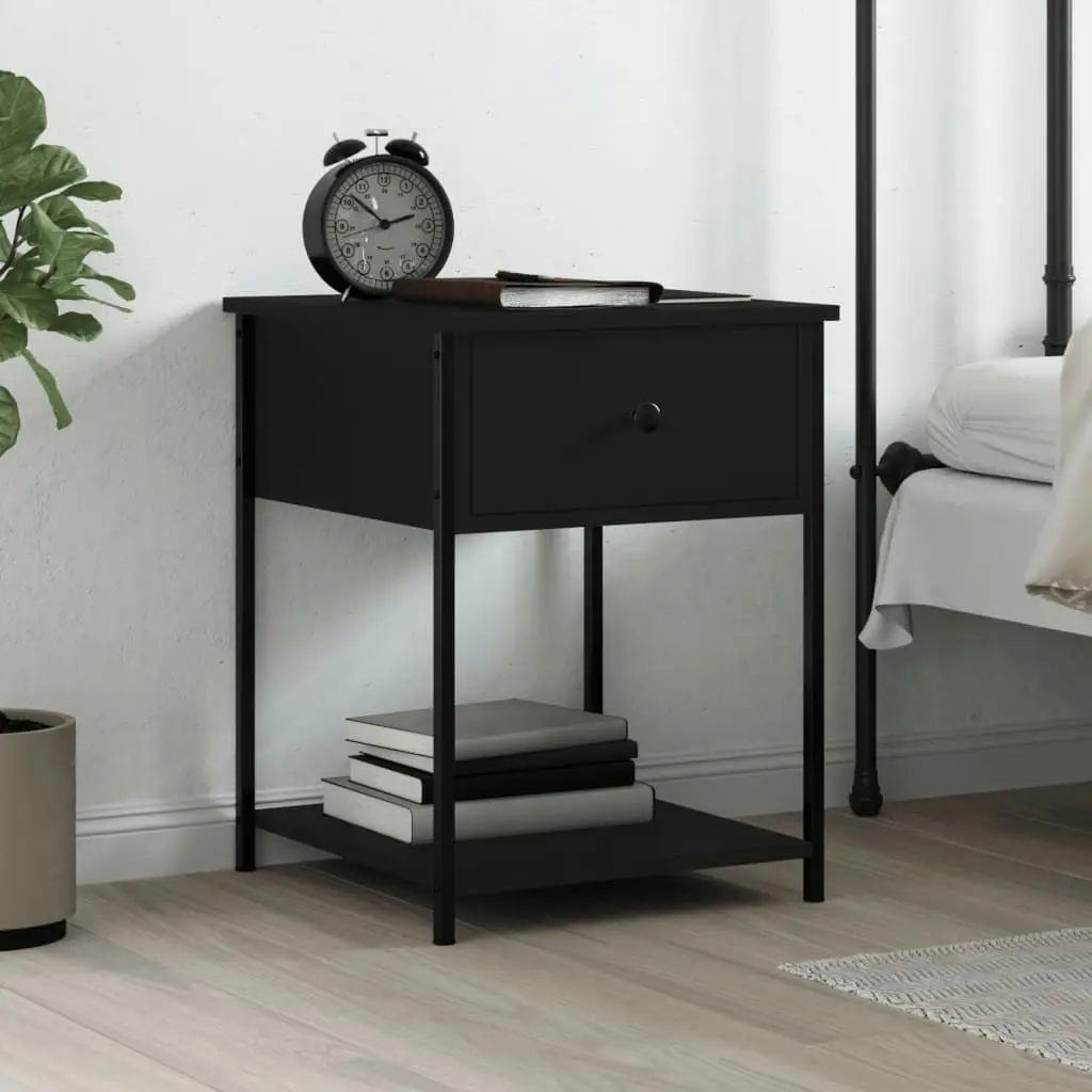 Bedside Table Black 44x45x58 cm Engineered Wood 825843