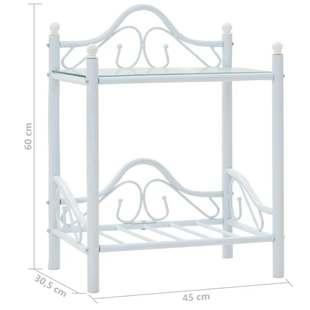 Bedside Tables 2 pcs Steel and Tempered Glass 45x30.5x60 cm White 246729