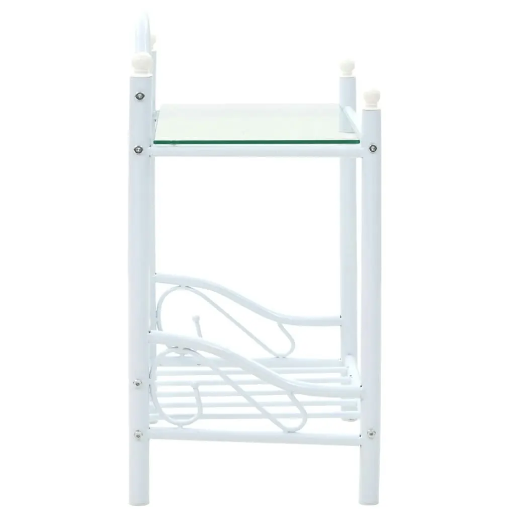 Bedside Tables 2 pcs Steel and Tempered Glass 45x30.5x60 cm White 246729