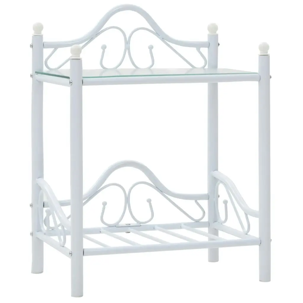 Bedside Tables 2 pcs Steel and Tempered Glass 45x30.5x60 cm White 246729