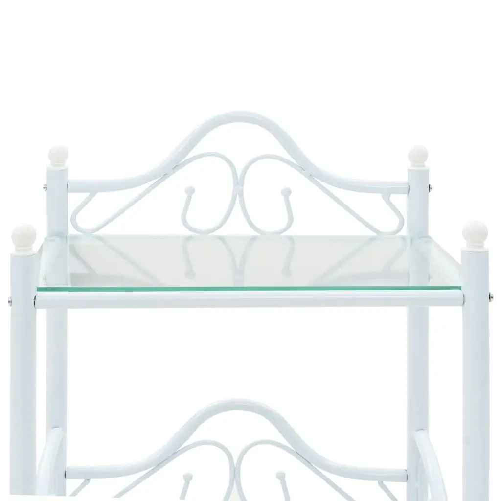 Bedside Tables 2 pcs Steel and Tempered Glass 45x30.5x60 cm White 246729