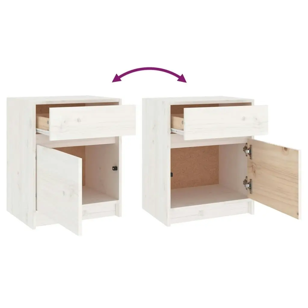 Bedside Cabinets 2 pcs White 40x31x50 cm Solid Pinewood 808126