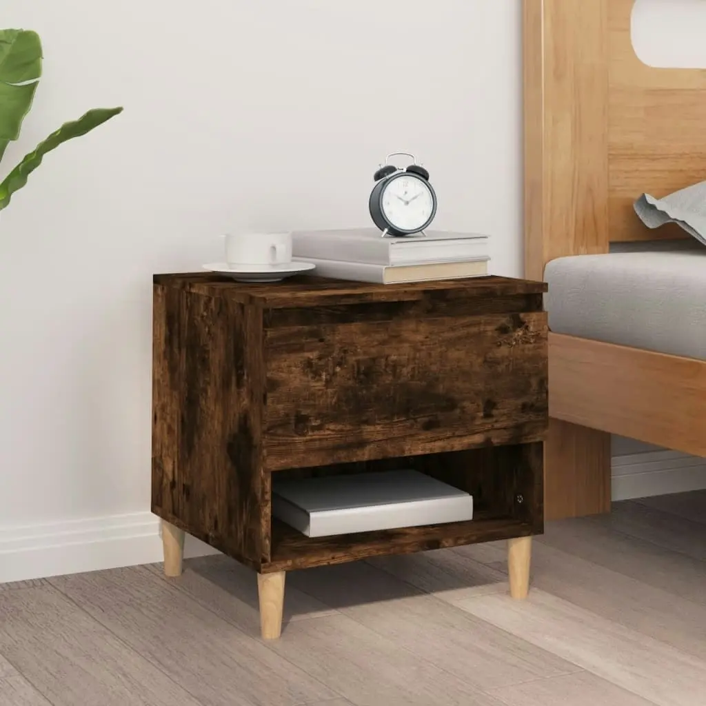 Bedside Table Smoked Oak 50x46x50 cm Engineered Wood 819542