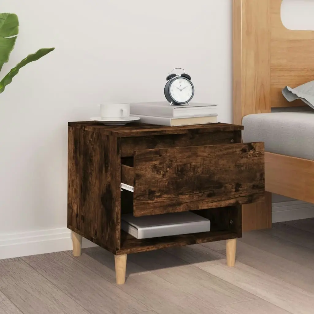 Bedside Table Smoked Oak 50x46x50 cm Engineered Wood 819542