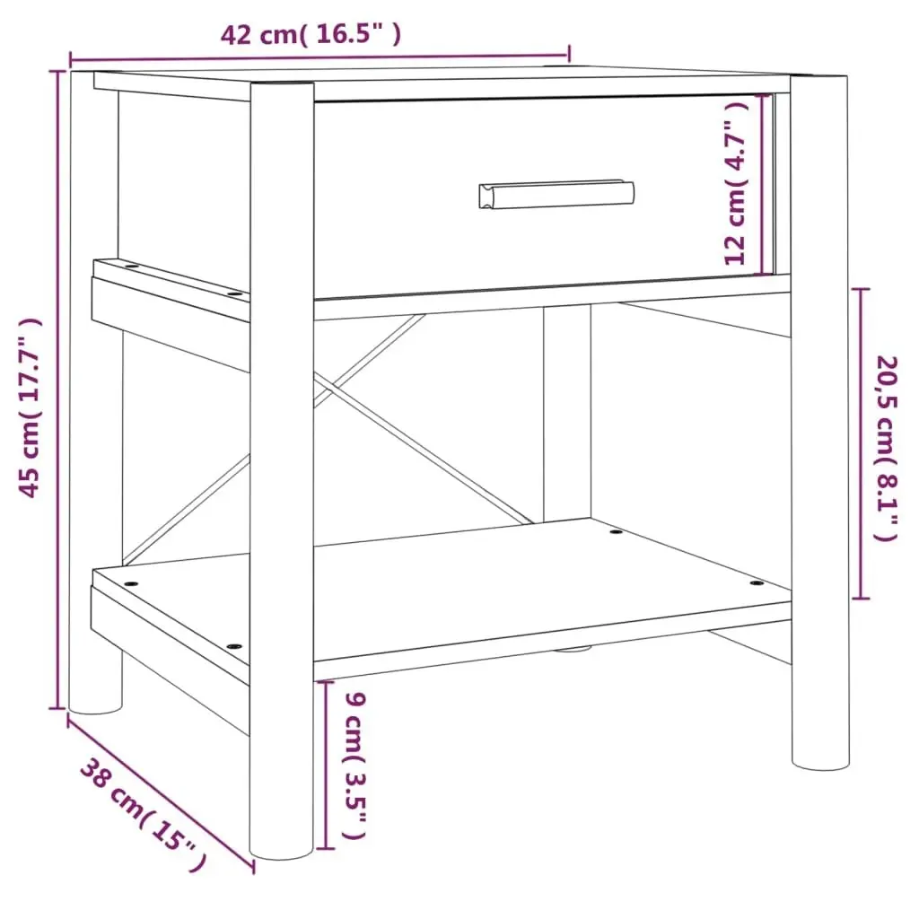 Bedside Tables 2pcs 42x38x45 cm Engineered Wood 345659