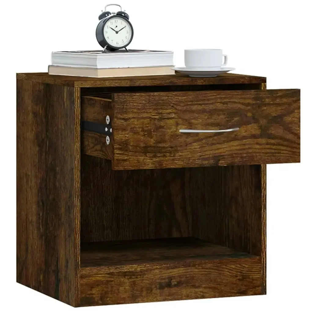 Bedside Cabinets 2 pcs with Drawer Smoked Oak 342586