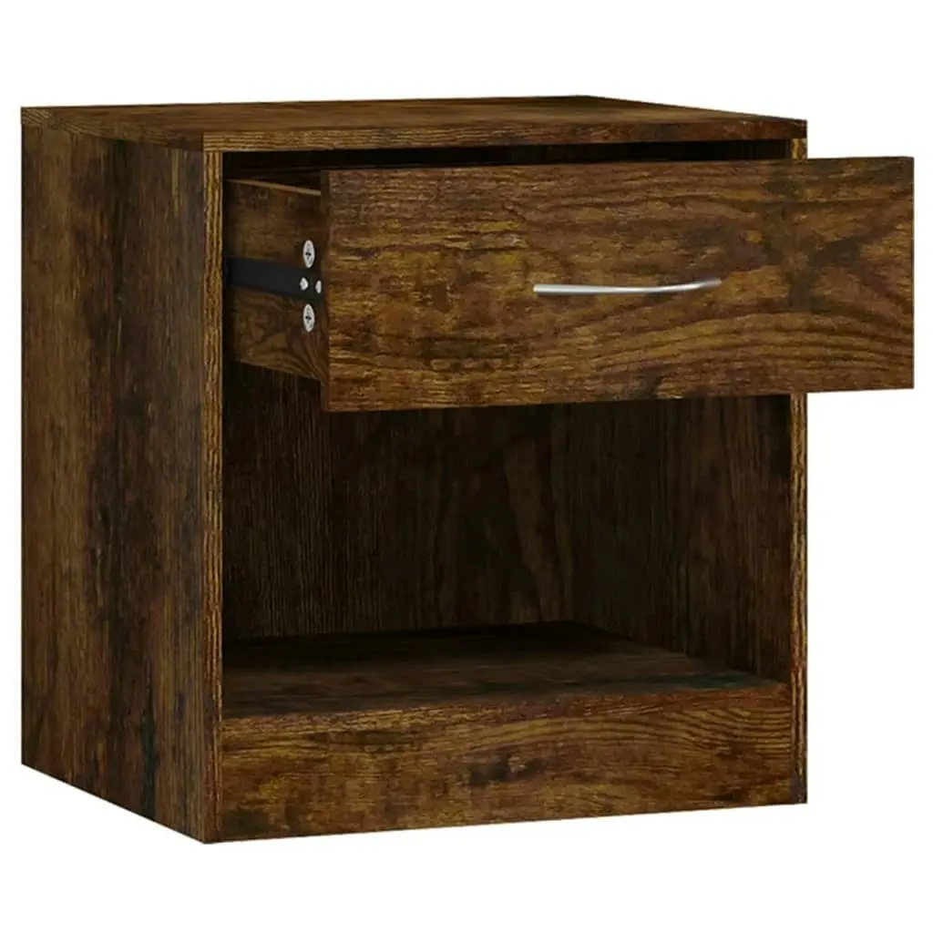 Bedside Cabinets 2 pcs with Drawer Smoked Oak 342586