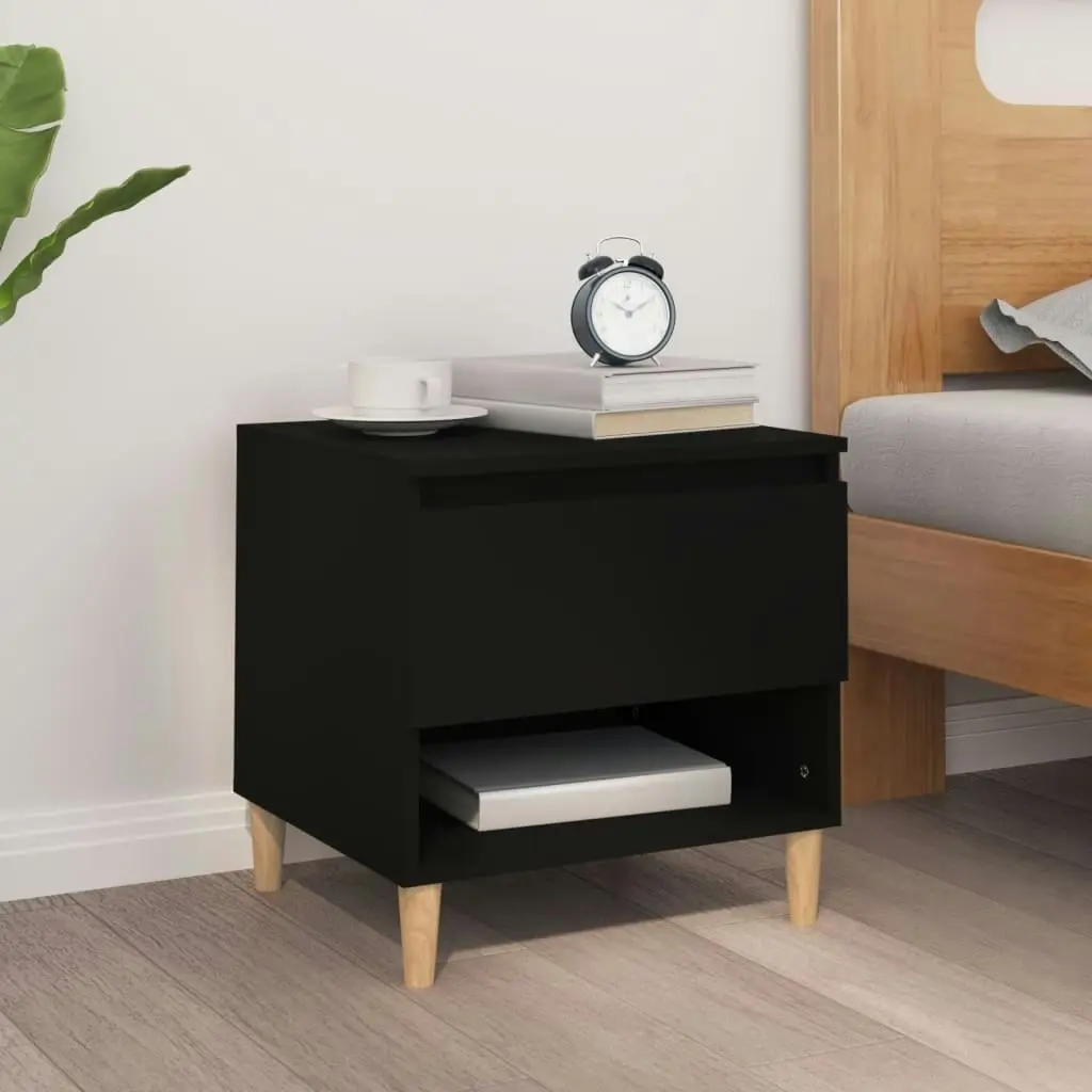 Bedside Table Black 50x46x50 cm Engineered Wood 819534