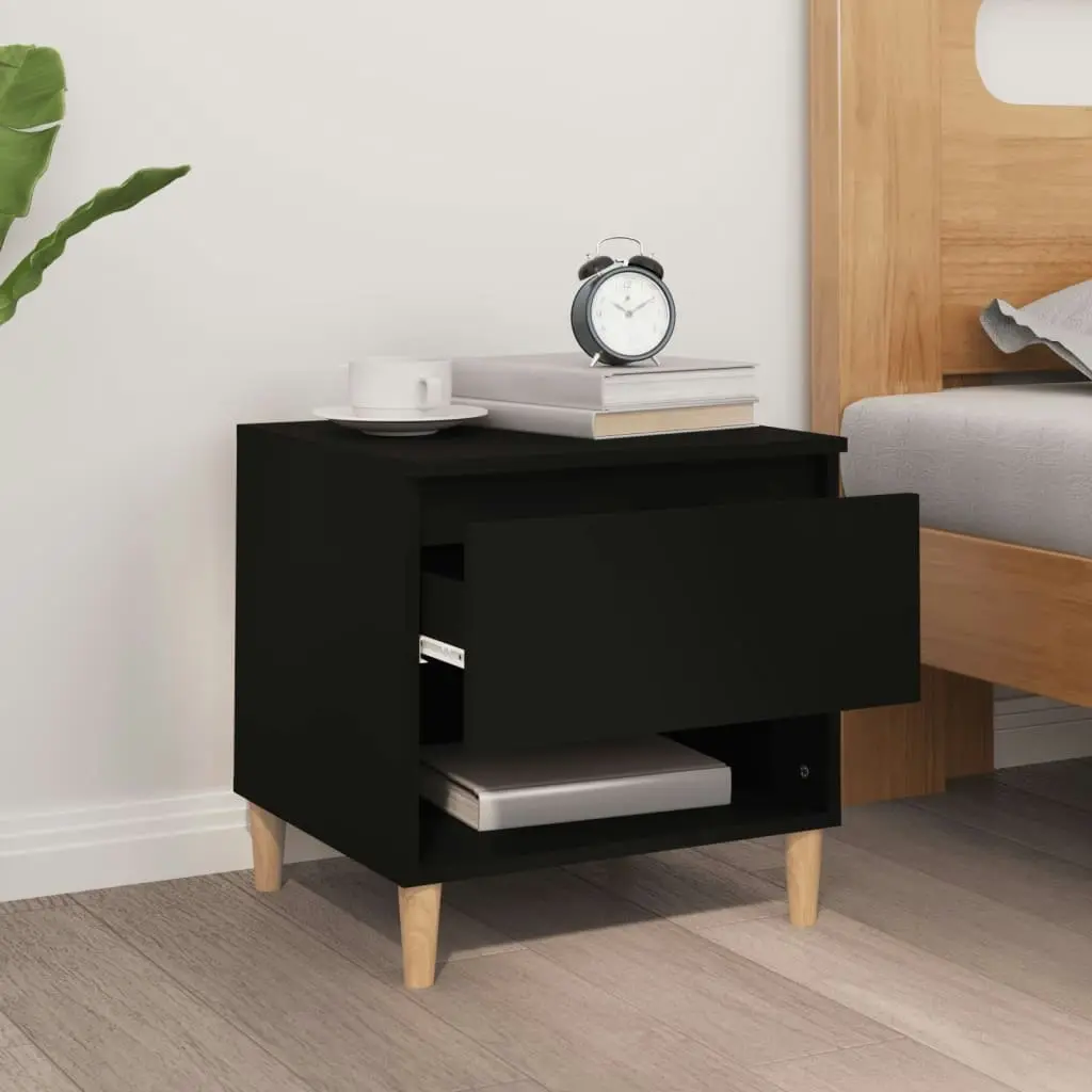 Bedside Table Black 50x46x50 cm Engineered Wood 819534