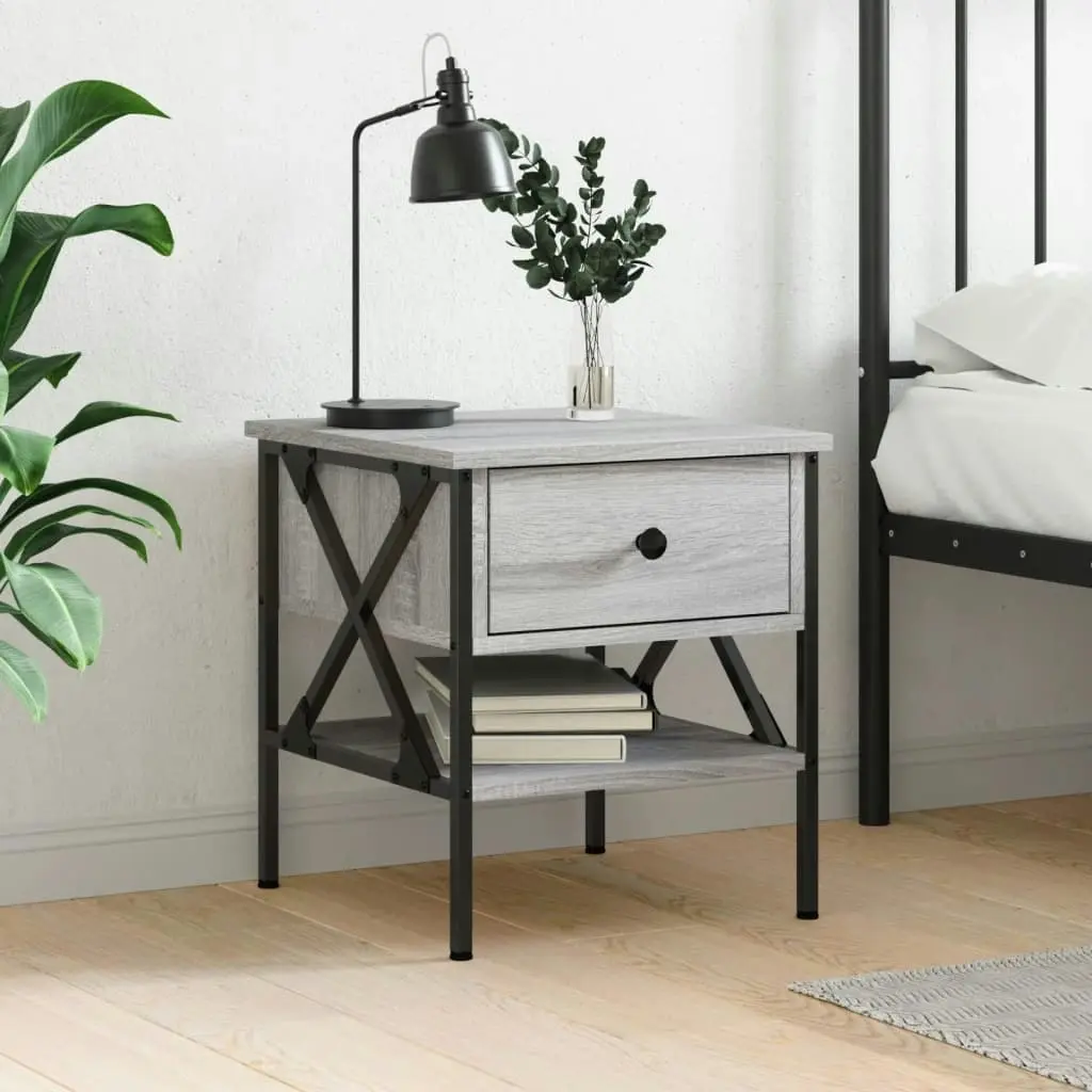 Bedside Table Grey Sonoma 40x42x45 cm Engineered Wood 825959