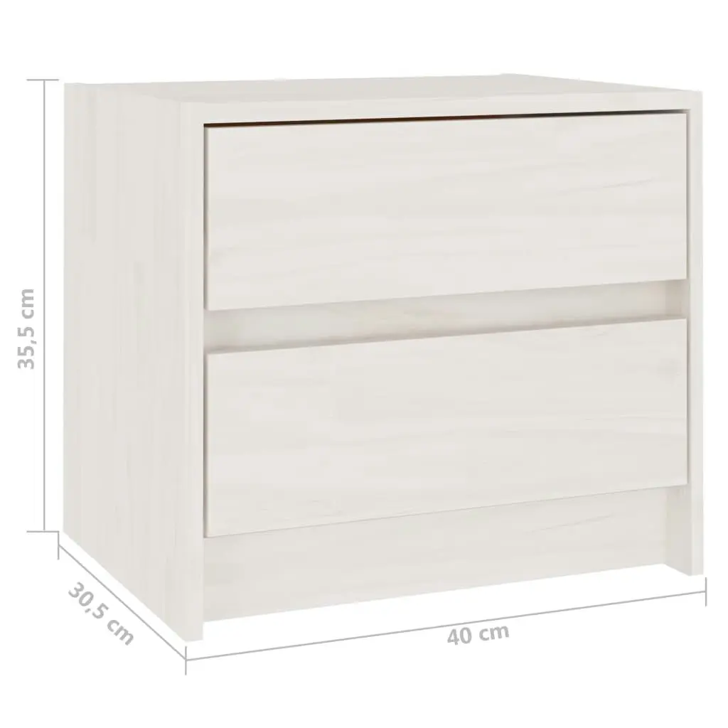 Bedside Cabinets 2 pcs White 40x30.5x35.5 cm Solid Pine Wood 808076