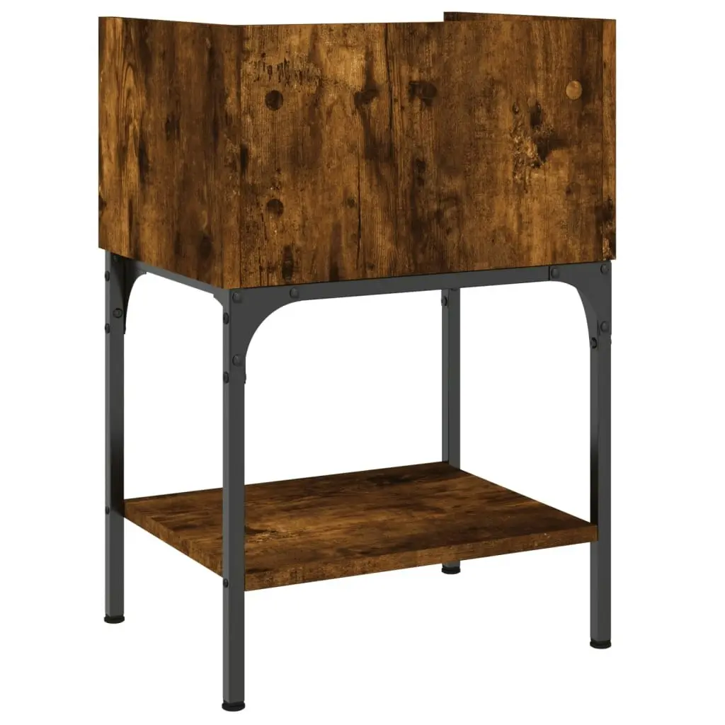 Bedside Table Smoked Oak 40.5x31x60 cm Engineered Wood 825897