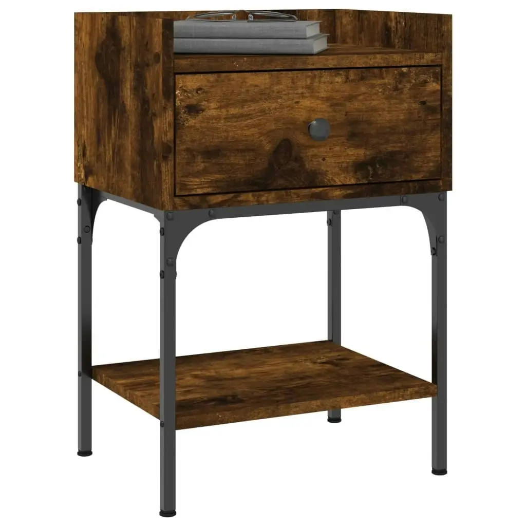 Bedside Table Smoked Oak 40.5x31x60 cm Engineered Wood 825897