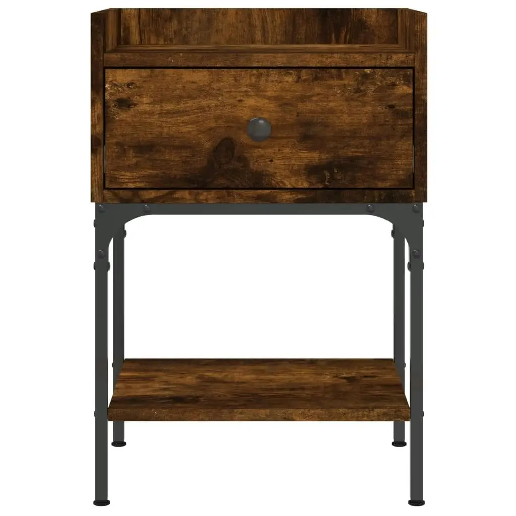 Bedside Table Smoked Oak 40.5x31x60 cm Engineered Wood 825897