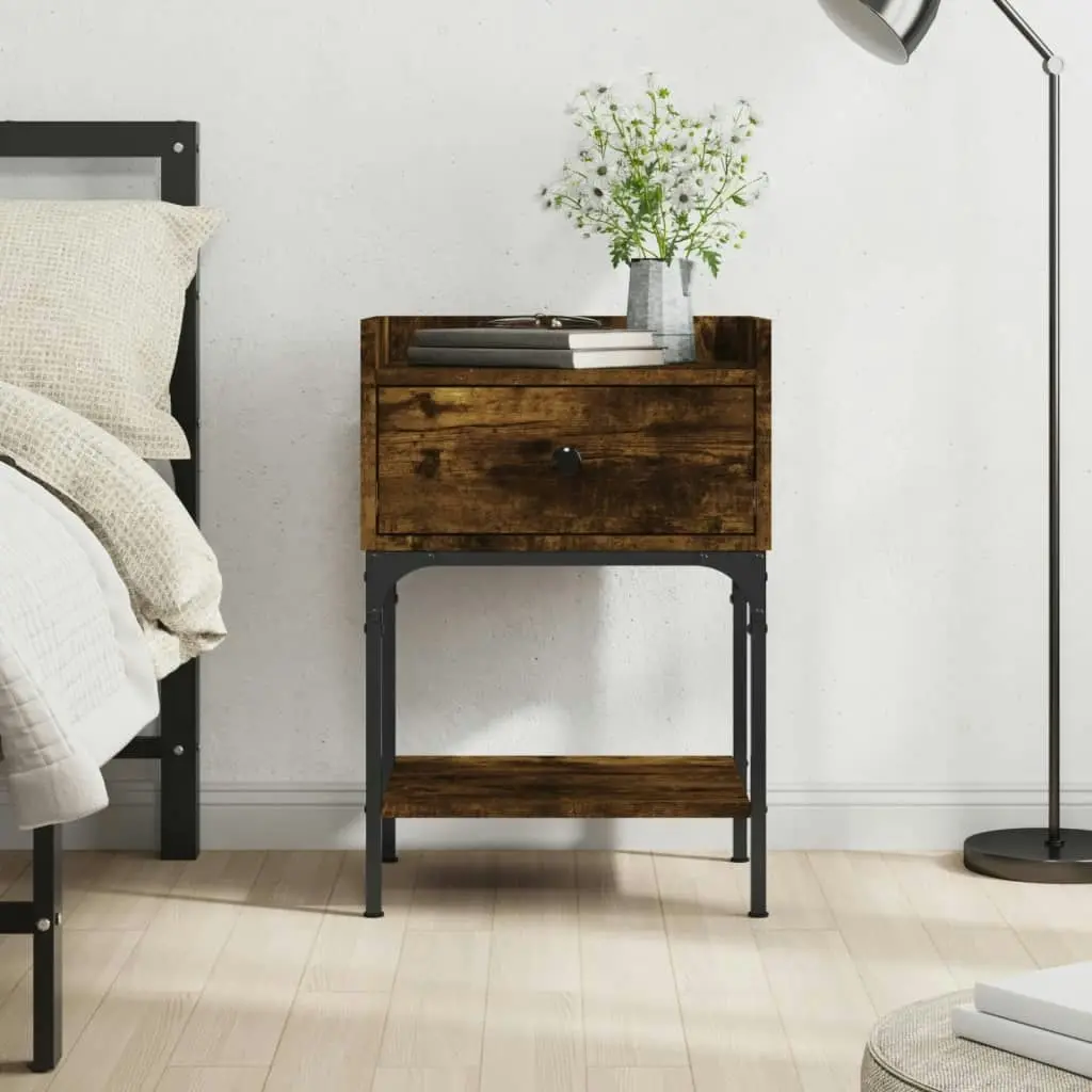 Bedside Table Smoked Oak 40.5x31x60 cm Engineered Wood 825897