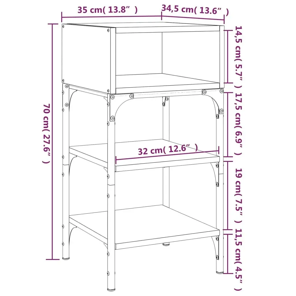 Bedside Table Sonoma Oak 35x34.5x70 cm Engineered Wood 825885