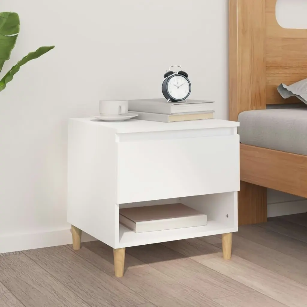 Bedside Table White 50x46x50 cm Engineered Wood 819532