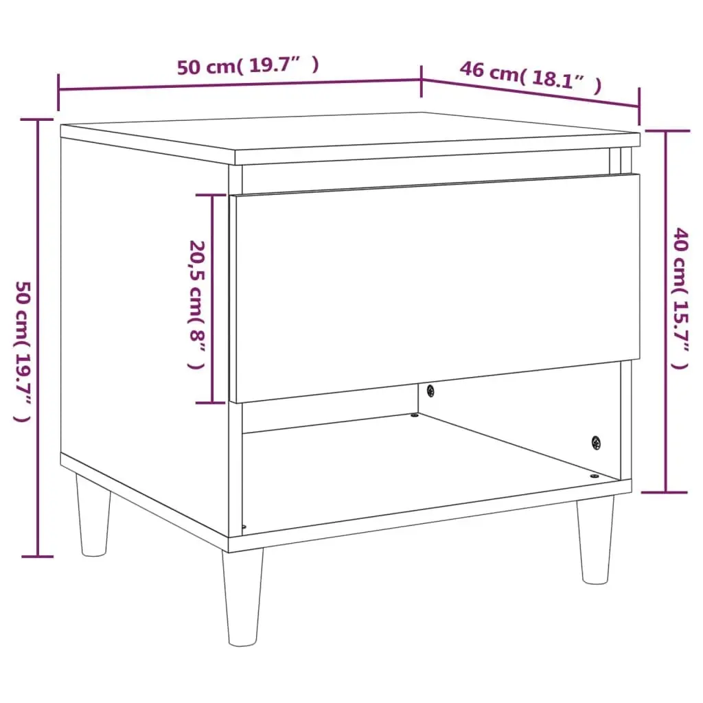 Bedside Table White 50x46x50 cm Engineered Wood 819532