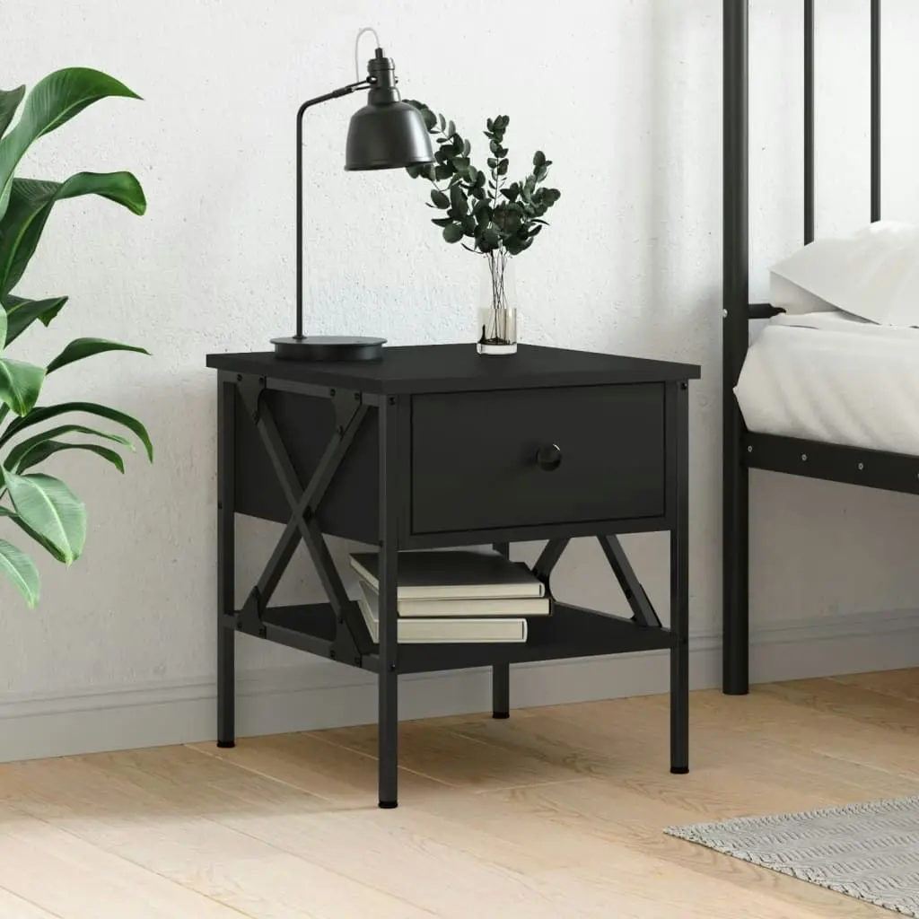 Bedside Table Black 40x42x45 cm Engineered Wood 825953