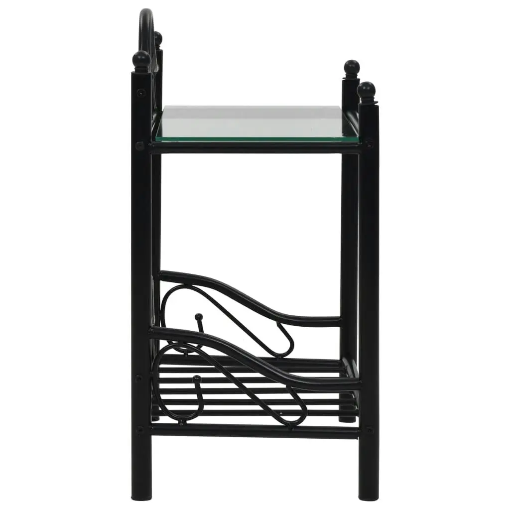 Bedside Table Steel and Tempered Glass 45x30.5x60 cm Black 246726