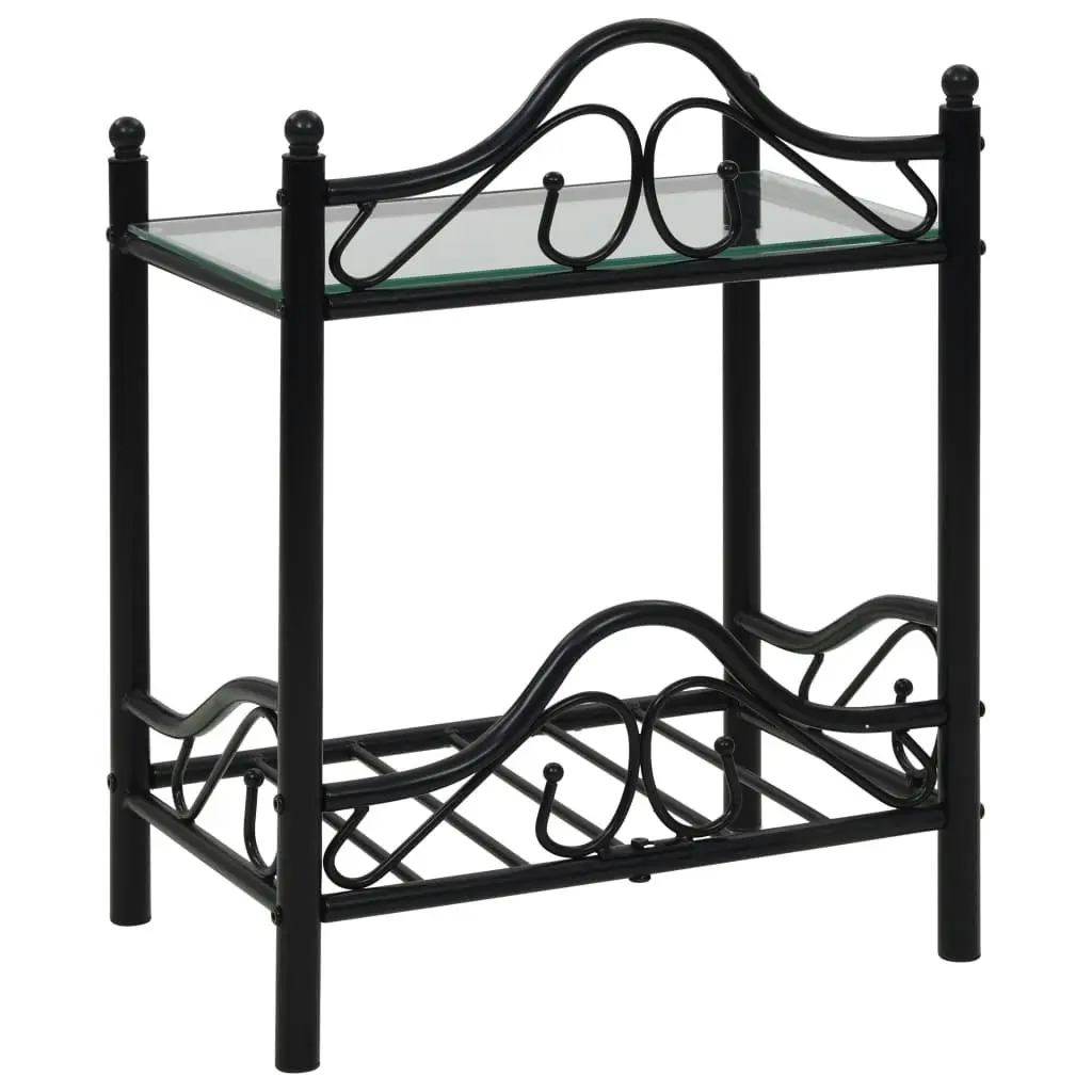 Bedside Table Steel and Tempered Glass 45x30.5x60 cm Black 246726