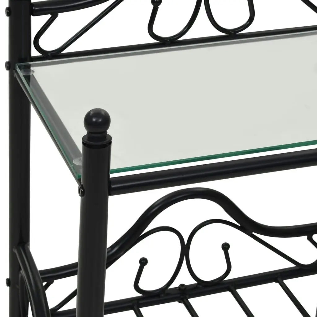 Bedside Table Steel and Tempered Glass 45x30.5x60 cm Black 246726