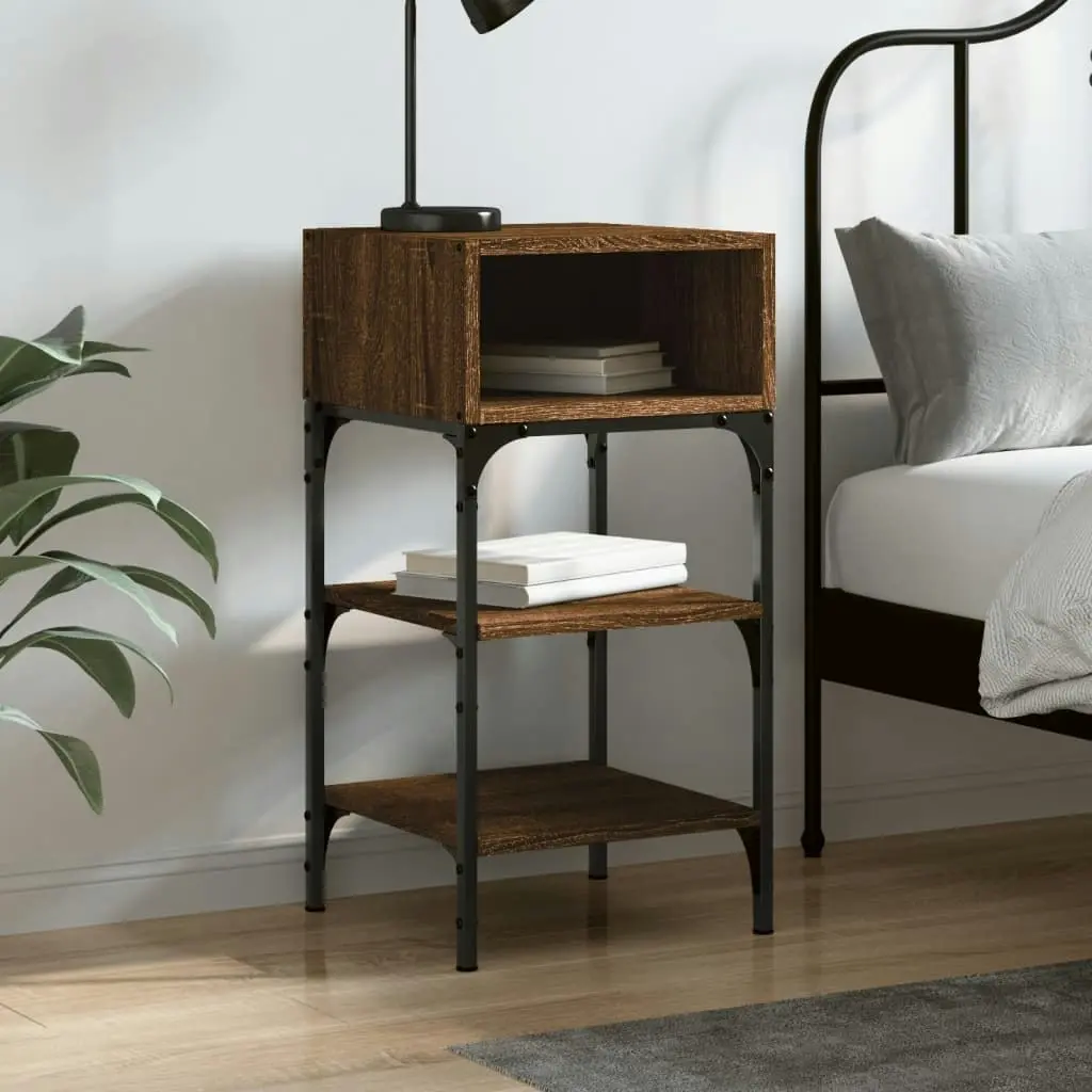 Bedside Table Brown Oak 35x34.5x70 cm Engineered Wood 825891