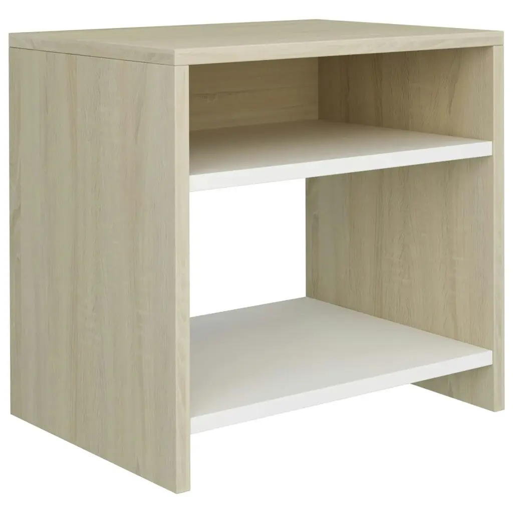 Bedside Cabinets 2 pcs White and Sonoma Oak 40x30x40 cm 800020