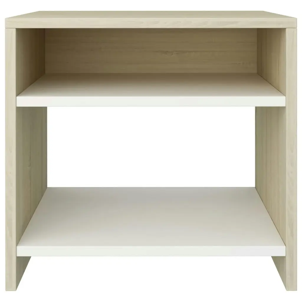 Bedside Cabinets 2 pcs White and Sonoma Oak 40x30x40 cm 800020