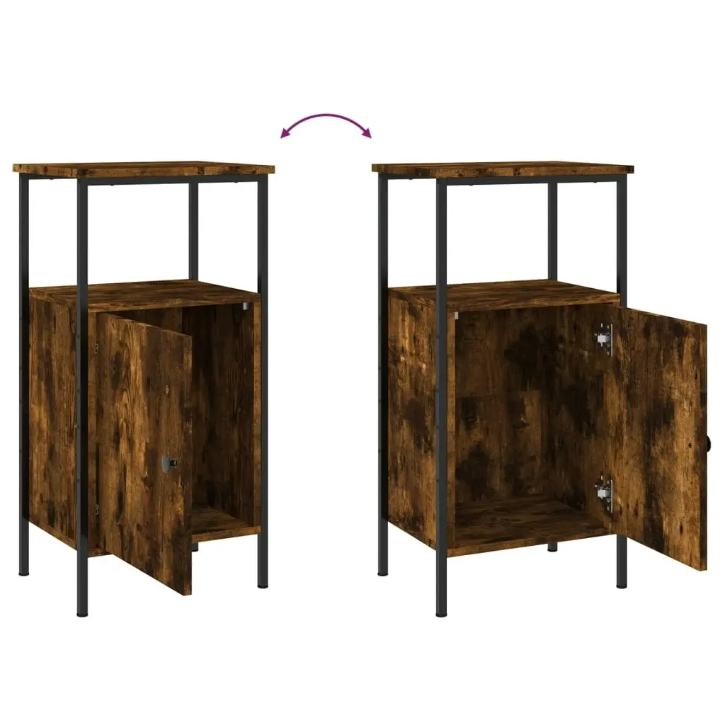 Bedside Cabinets 2 pcs Smoked Oak 41x31x80 cm Engineered Wood 825928