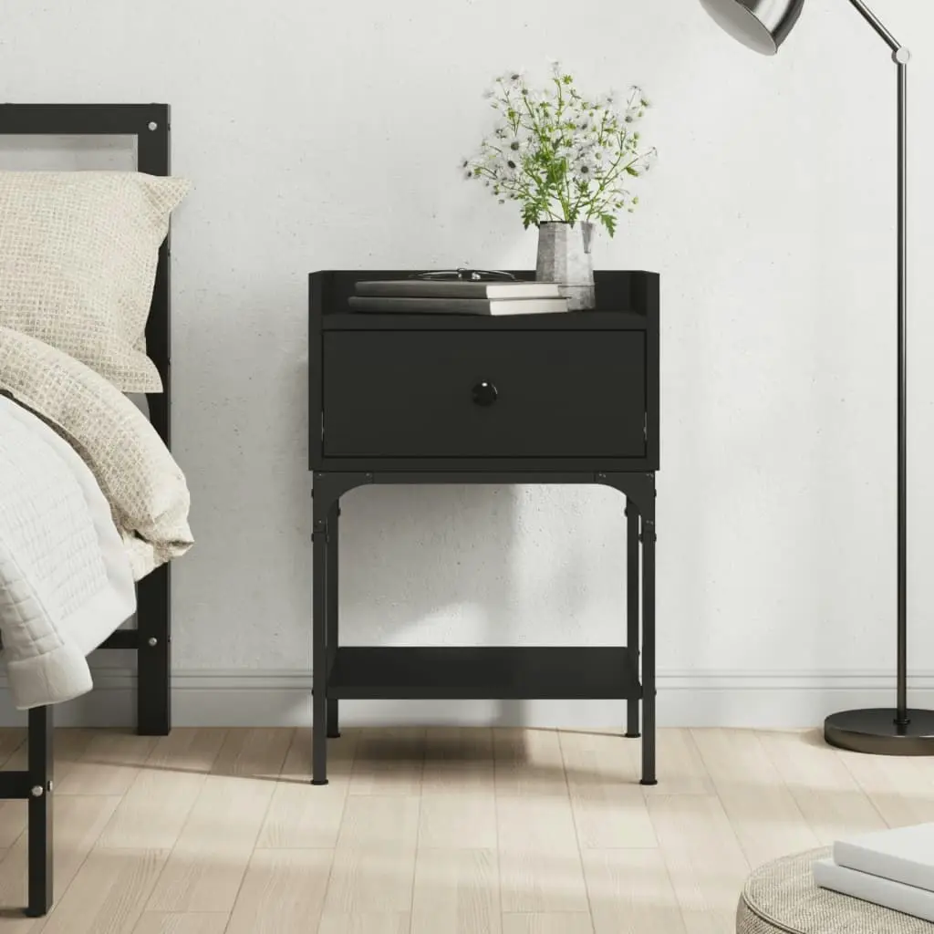 Bedside Table Black 40.5x31x60 cm Engineered Wood 825893