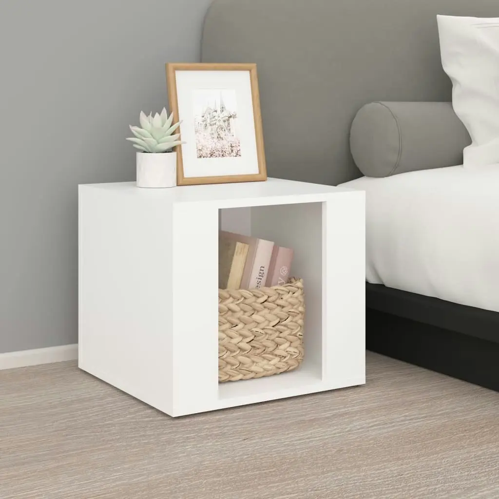 Bedside Table White 41x40x36 cm Engineered Wood 816544