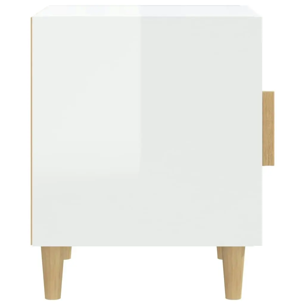 Bedside Cabinets 2 pcs High Gloss White Engineered Wood 812055