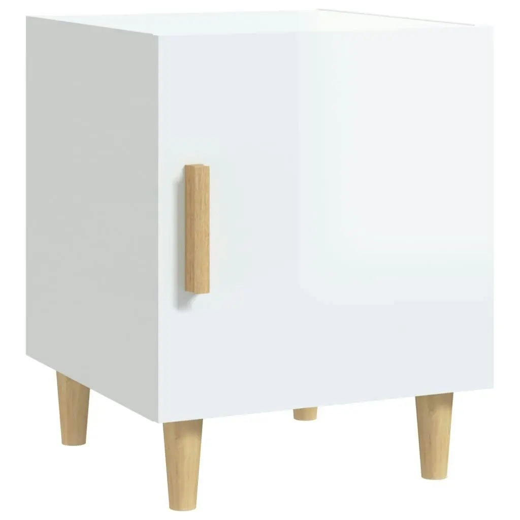 Bedside Cabinets 2 pcs High Gloss White Engineered Wood 812055