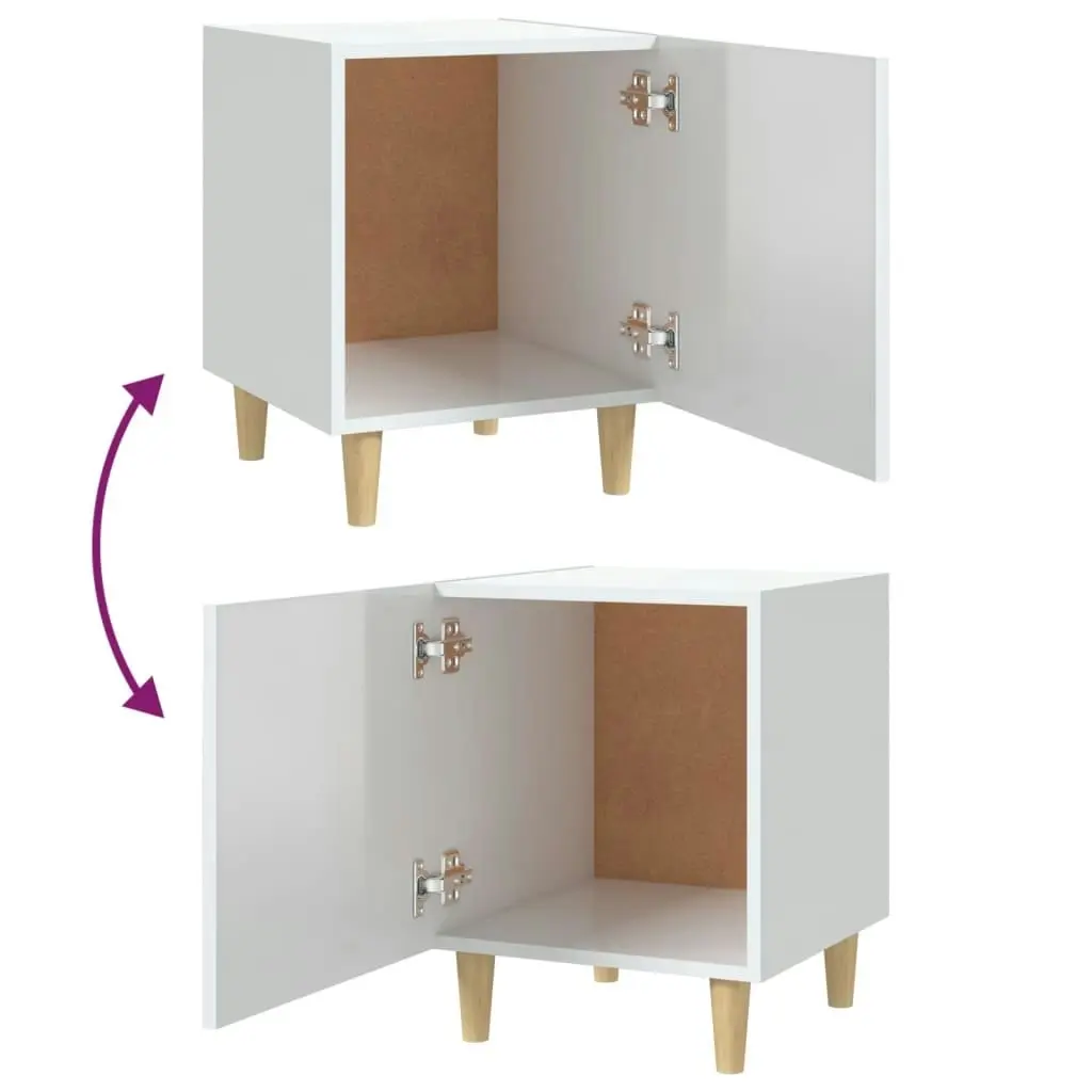 Bedside Cabinets 2 pcs High Gloss White Engineered Wood 812055